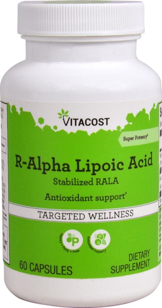 Стабилизированный R-альфа-липоевой кислотой RALA — 210 мг — 60 капсул Vitacost