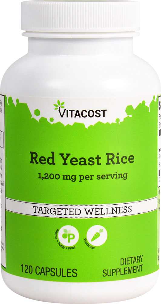 Красный дрожжевой рис Vitacost -- 1200 мг на порцию -- 120 капсул Vitacost