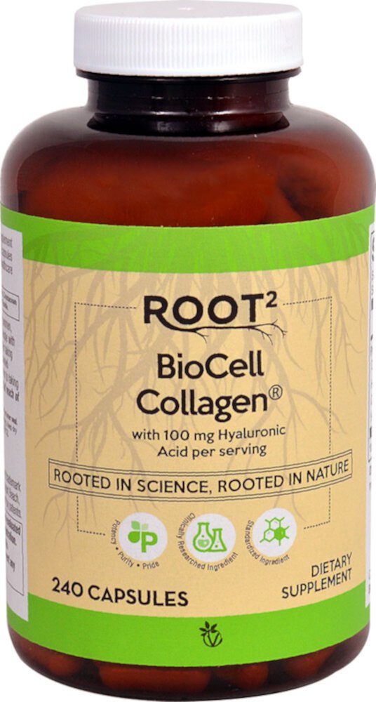 Vitacost ROOT2 BioCell Collagen® с гиалуроновой кислотой 100 мг на порцию -- 240 капсул Vitacost-Root2