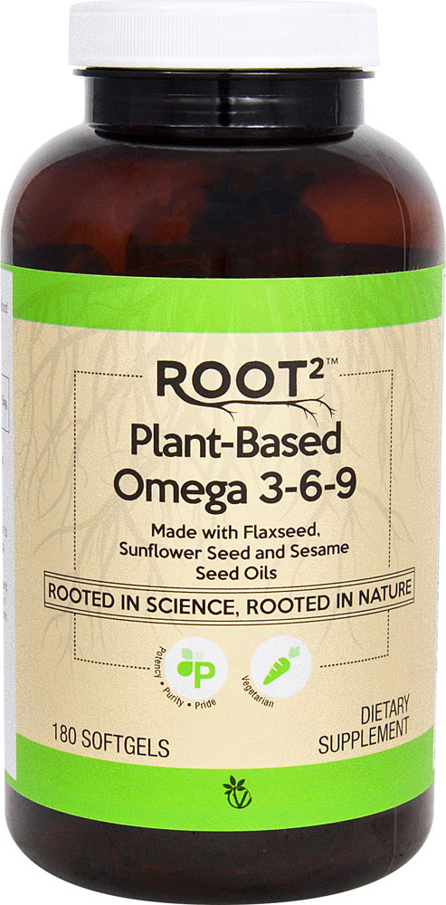 Plant-Based Omega 3-6-9 -- 180 Vegetarian Softgels (Мягкие капсулы) Vitacost-Root2