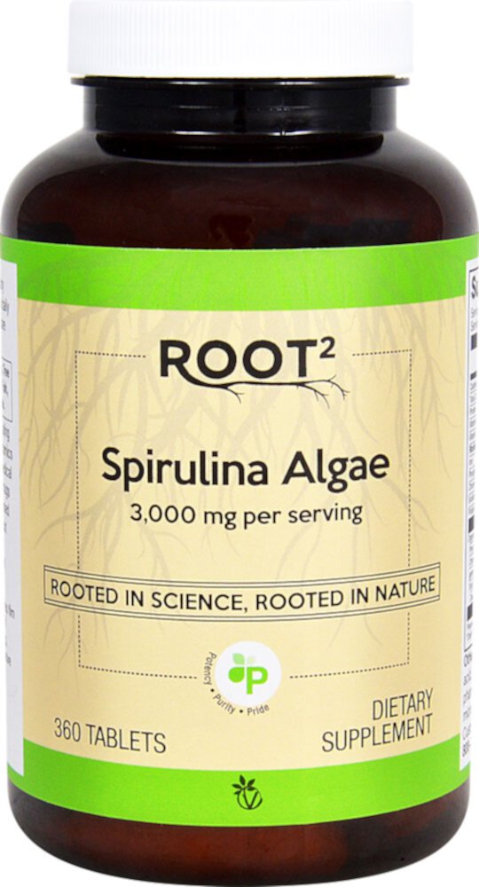 Спирулина, Натуральные Водоросли - 3000 мг - 360 таблеток - Vitacost-Root2 Vitacost-Root2