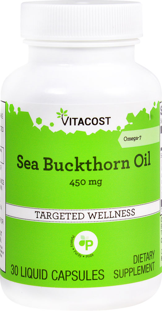 Облепиховое масло Vitacost - Омега 7 - 450 мг - 30 жидких капсул Vitacost