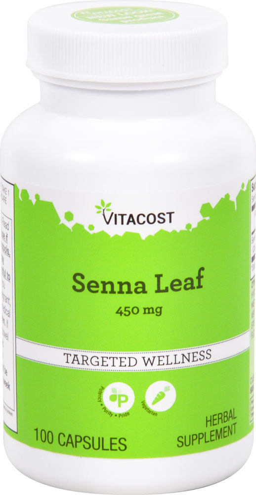Листья сенны Vitacost -- 450 мг -- 100 капсул Vitacost
