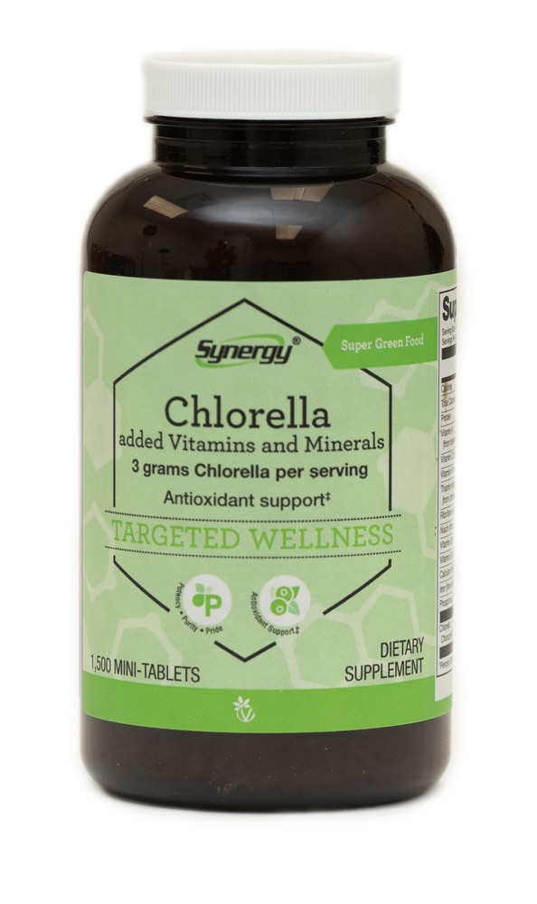 Хлорелла — 3 г — 1500 мини-таблеток Vitacost-Synergy