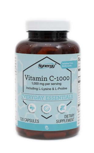 Витамин C-1000 с L-лизином и L-пролином — 120 капсул Vitacost-Synergy