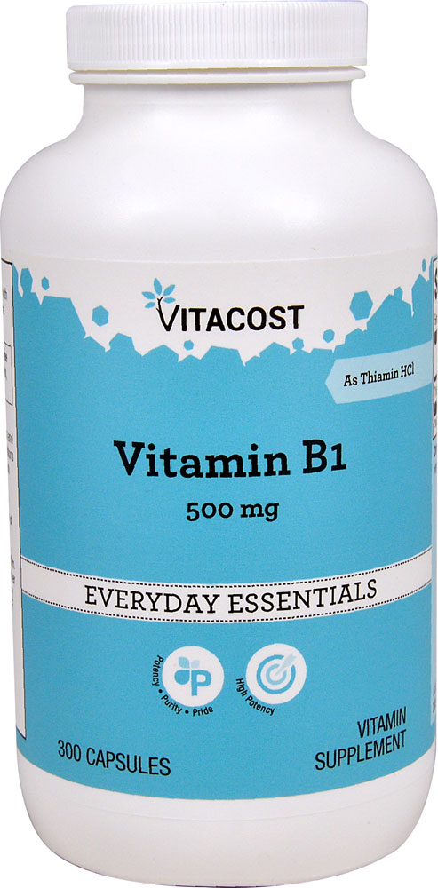 Витамин B-1 - 500 мг - 300 капсул - Vitacost Vitacost