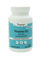 Vitamin D3 (as Cholecalciferol) -- 50 mcg (2000 IU) - 365 Softgels (Мягкие капсулы) - Mini Gels Vitacost