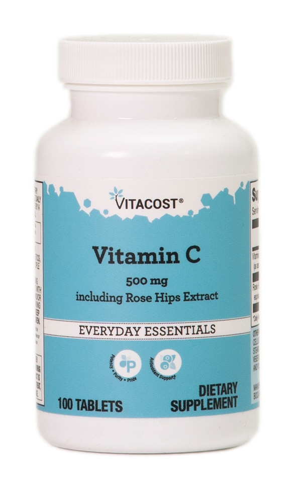 Vitamin C including Rose Hips -- 500 mg - 100 Tablets (Таблетки) Vitacost