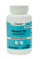 Vitamin D3 (as Cholecalciferol) -- 25 mcg (1000 IU) - 200 Softgels (Мягкие капсулы) Vitacost