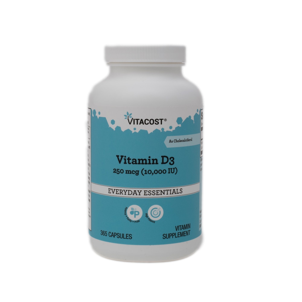 Vitamin D3 (as Cholecalciferol) -- 250 mcg (10000 IU) - 365 Capsules (Капсулы) Vitacost