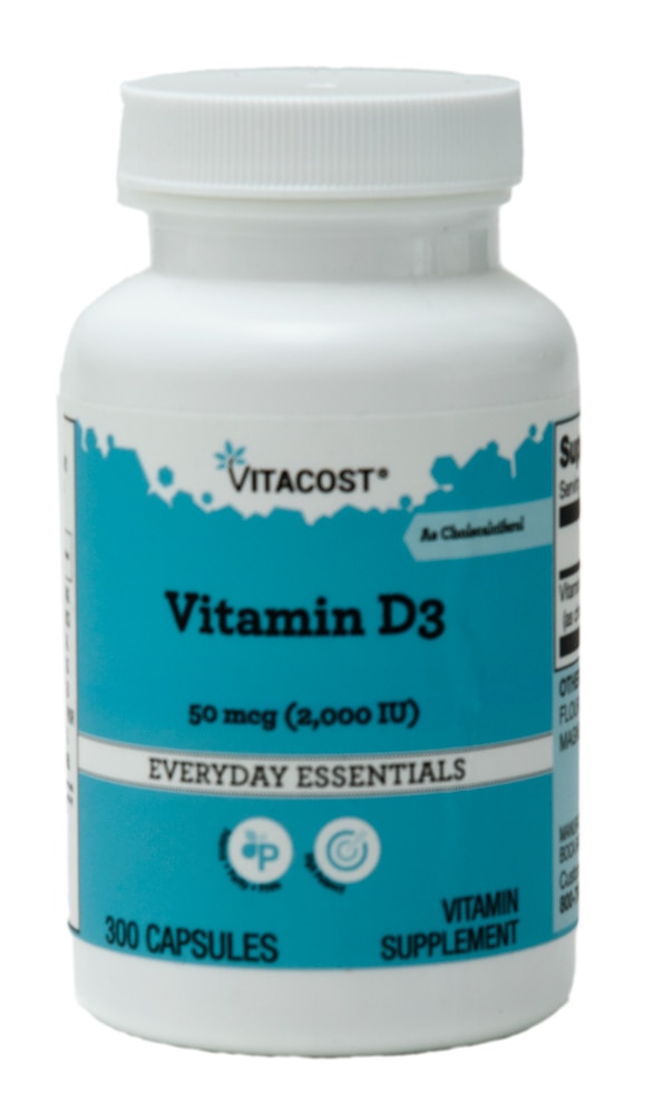 Vitamin D3 as Cholecalciferol -- 50 mcg (2000 IU) - 300 Capsules (Капсулы) Vitacost