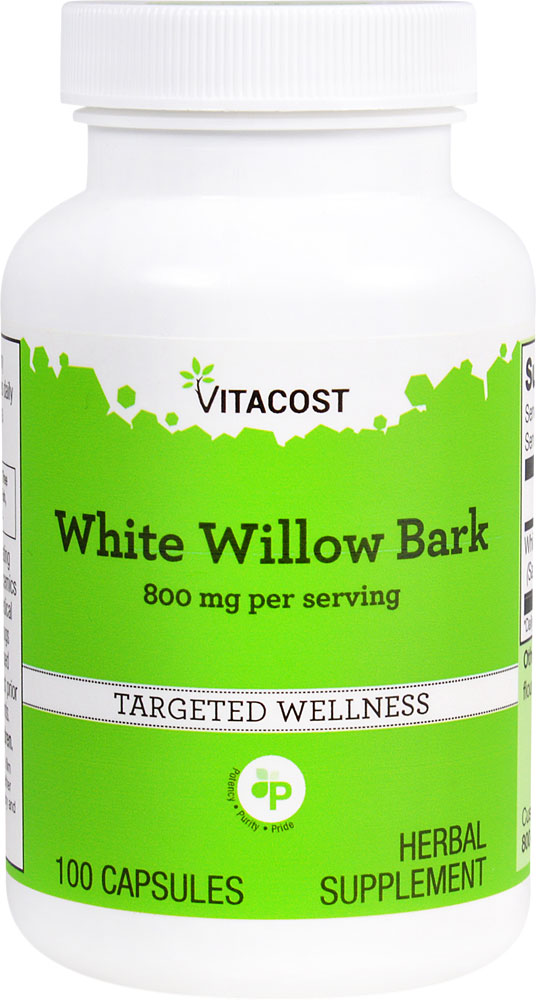 White Willow Bark -- 800 mg per serving - 100 Capsules (Капсулы) Vitacost