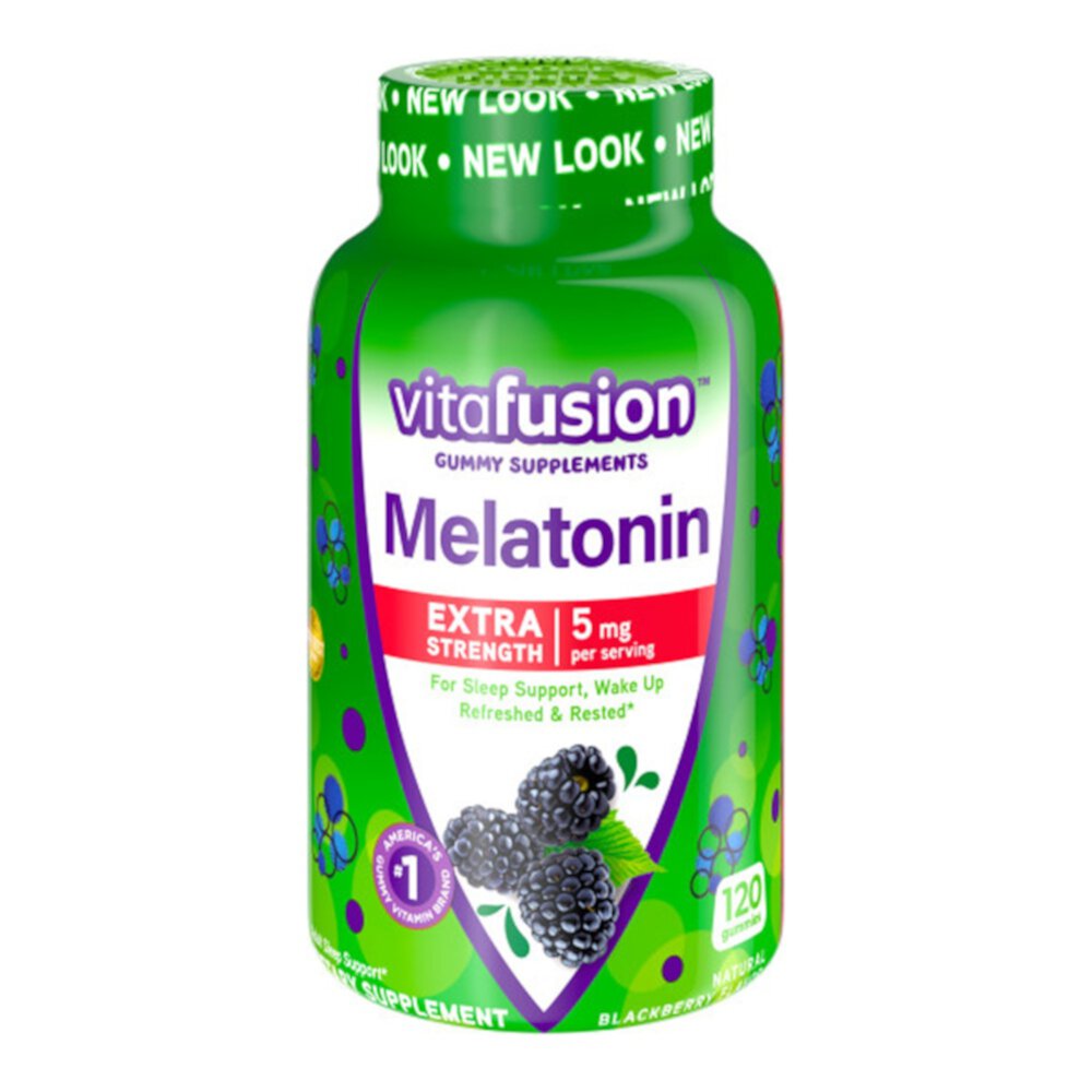 Extra Strength Melatonin Natural Blackberry -- 5 mg - 120 Gummies (Жевательные конфеты) Vitafusion