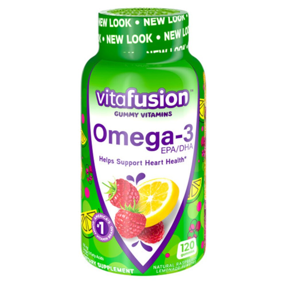Vitafusion Omega 3 EPA DHA Натуральный ягодный лимонад -- 120 жевательных таблеток Vitafusion