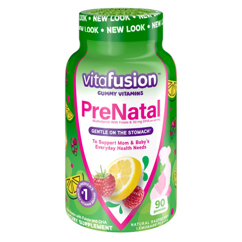 Vitafusion PreNatal жевательные витамины с натуральным малиновым лимонадом -- 90 жевательных конфет Vitafusion