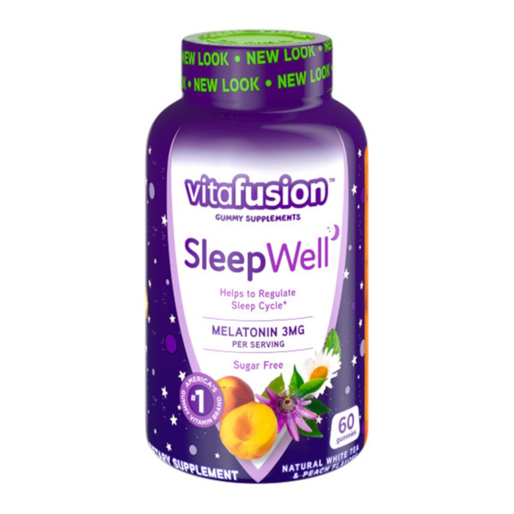 Sleep Well Sugar Free Gummy White Tea with Passion Fruit -- 60 Gummies (Жевательные конфеты) Vitafusion