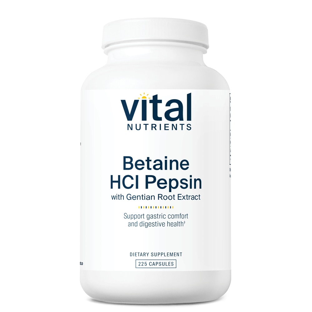 Betaine HCl Пепсин и Экстракт Горечавки - 225 капсул - Vital Nutrients Vital Nutrients