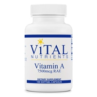 Vital Nutrients Витамин А — 7,5 мг — 100 мягких желатиновых капсул Vital Nutrients
