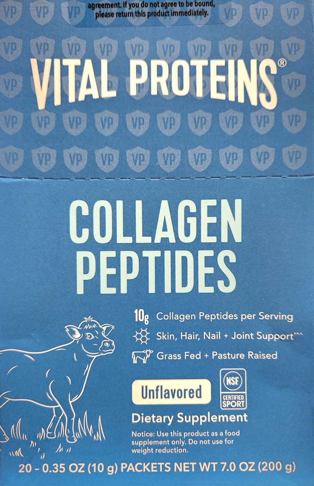 Collagen Peptides Powder (Порошок) - NSF Certified for Sport Unflavored (Без вкуса) -- 20 Packets (Пакеты ) VITAL PROTEINS