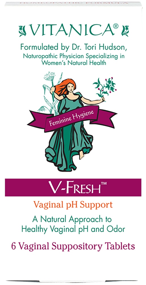 V-Fresh™ Вагинальная поддержка, 6 вагинальных суппозиториев Vitanica