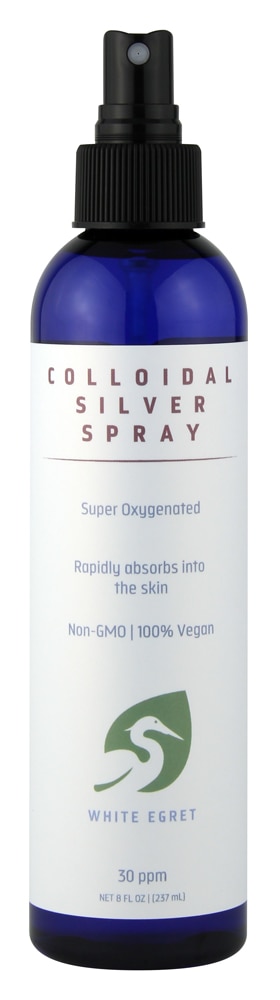 Colloidal Silver Spray (Спрей) -- 30 ppm - 8 fl oz (Жидкие унции) White Egret