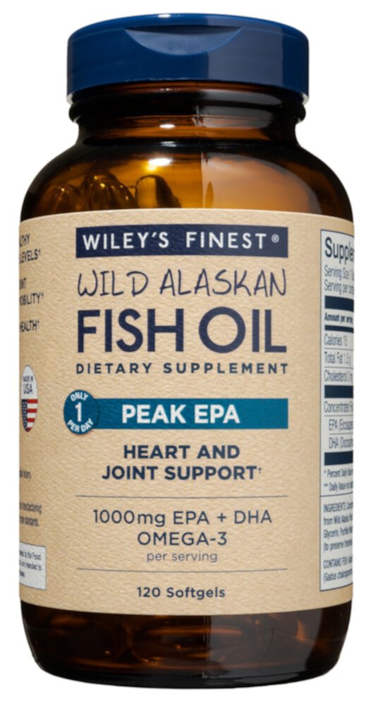 Рыбий жир из дикой аляскинской рыбы Peak EPA - 1250 мг - 120 капсул - Wiley's Finest Wiley's Finest