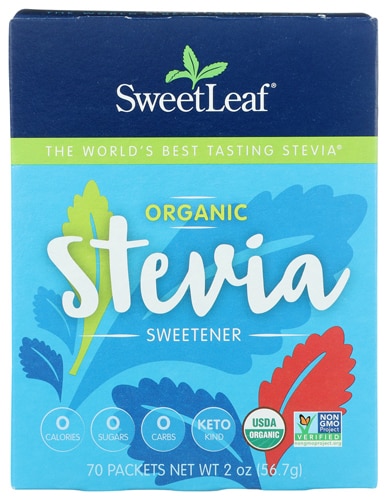 Органический подсластитель на основе стевии Wisdom Natural SweetLeaf -- 70 пакетиков SweetLeaf