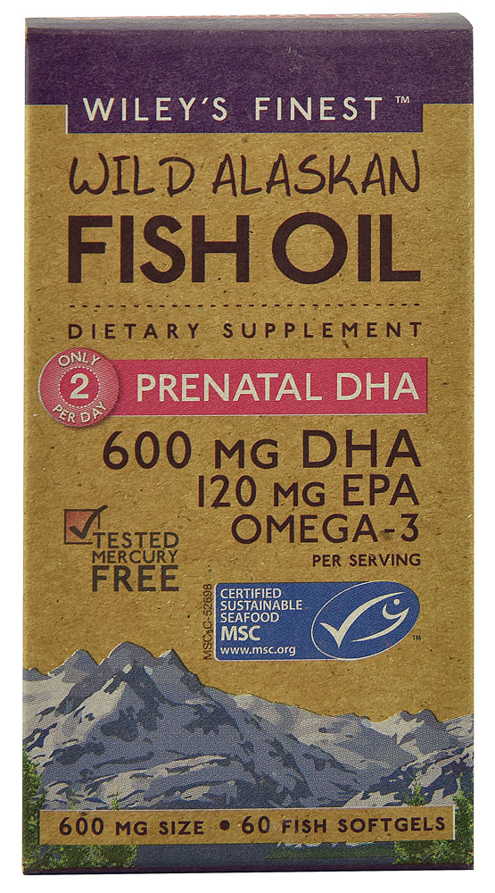 Wiley's Finest Wild Alaskan Fish Oil Prenatal DHA - 600 мг - 60 мягких желатиновых капсул Wiley's Finest