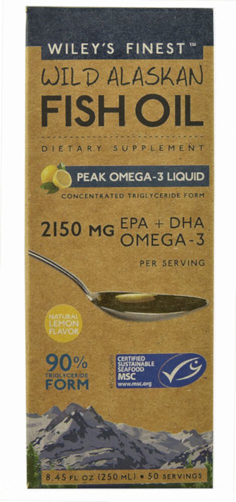 Дикий Аляскинский Рыбий Жир Omega-3 с Лимоном - 2150 мг EPA+DHA - 125 мл - Wiley's Finest Wiley's Finest