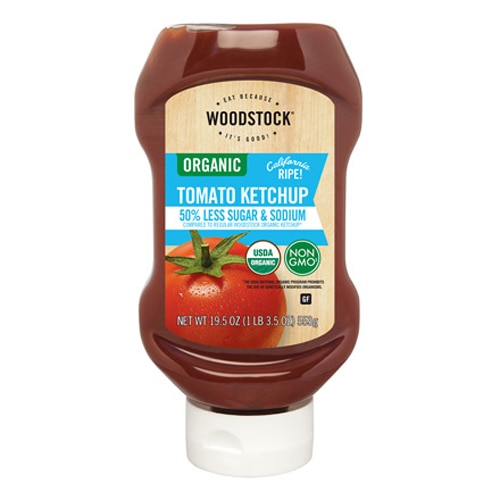 Non-GMO Organic Tomato Ketchup 50% Less Sugar & Sodium -- 19.5 oz Woodstock