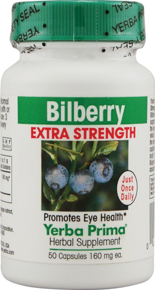 Bilberry Extra Strength -- 160 mg - 50 Capsules (Капсулы) Yerba Prima