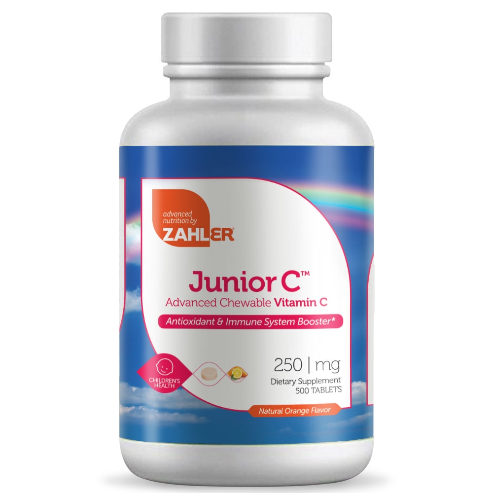 Жевательные таблетки Zahler Junior C, натуральный апельсин, 250 мг, 500 таблеток Zahler