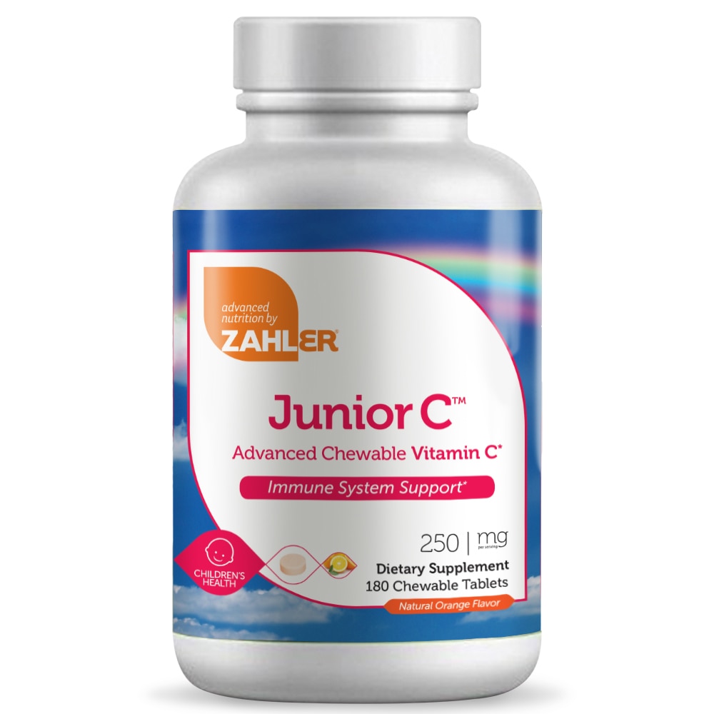 Жевательные таблетки Zahler Junior C с натуральным апельсином, 250 мг, 180 таблеток Zahler