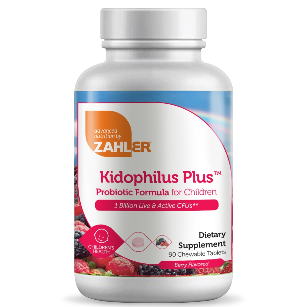 Kidophilus Plus Probiotic Formula For Children Berry -- 90 Chewable Tablets (Жевательные таблетки) Zahler