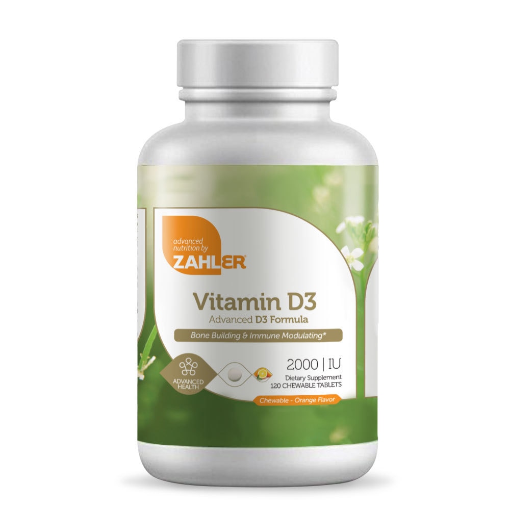 Витамин D3 Апельсин - 2000 МЕ - 120 жевательных таблеток - Zahler Zahler