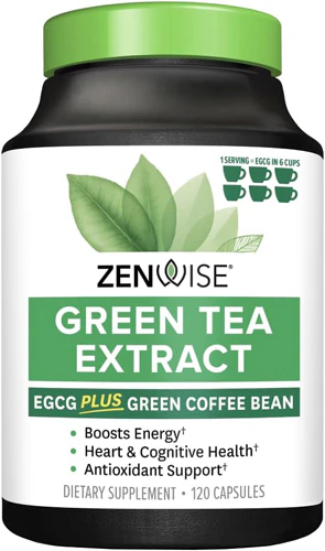 Экстракт зеленого чая EGCG плюс витамин С, 120 веганских капсул Zenwise