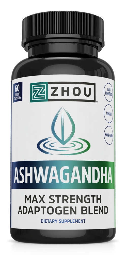 Чжоу Ашвагандха -- 1200 мг -- 60 растительных капсул Zhou