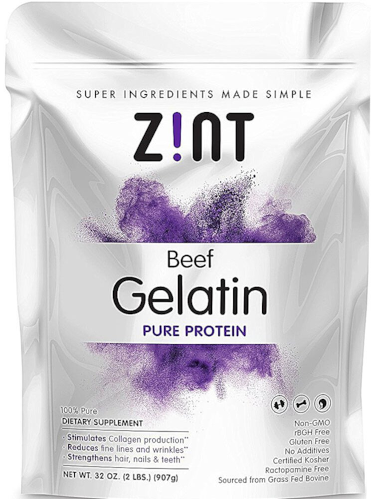 Premium Beef Gelatin Thickening Protein Powder (Порошок) -- 32 oz (Унции) Zint