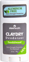 Zion Health Claydry Дезодорант без алюминия Сандаловое дерево для мужчин - 2,5 унции Zion Health