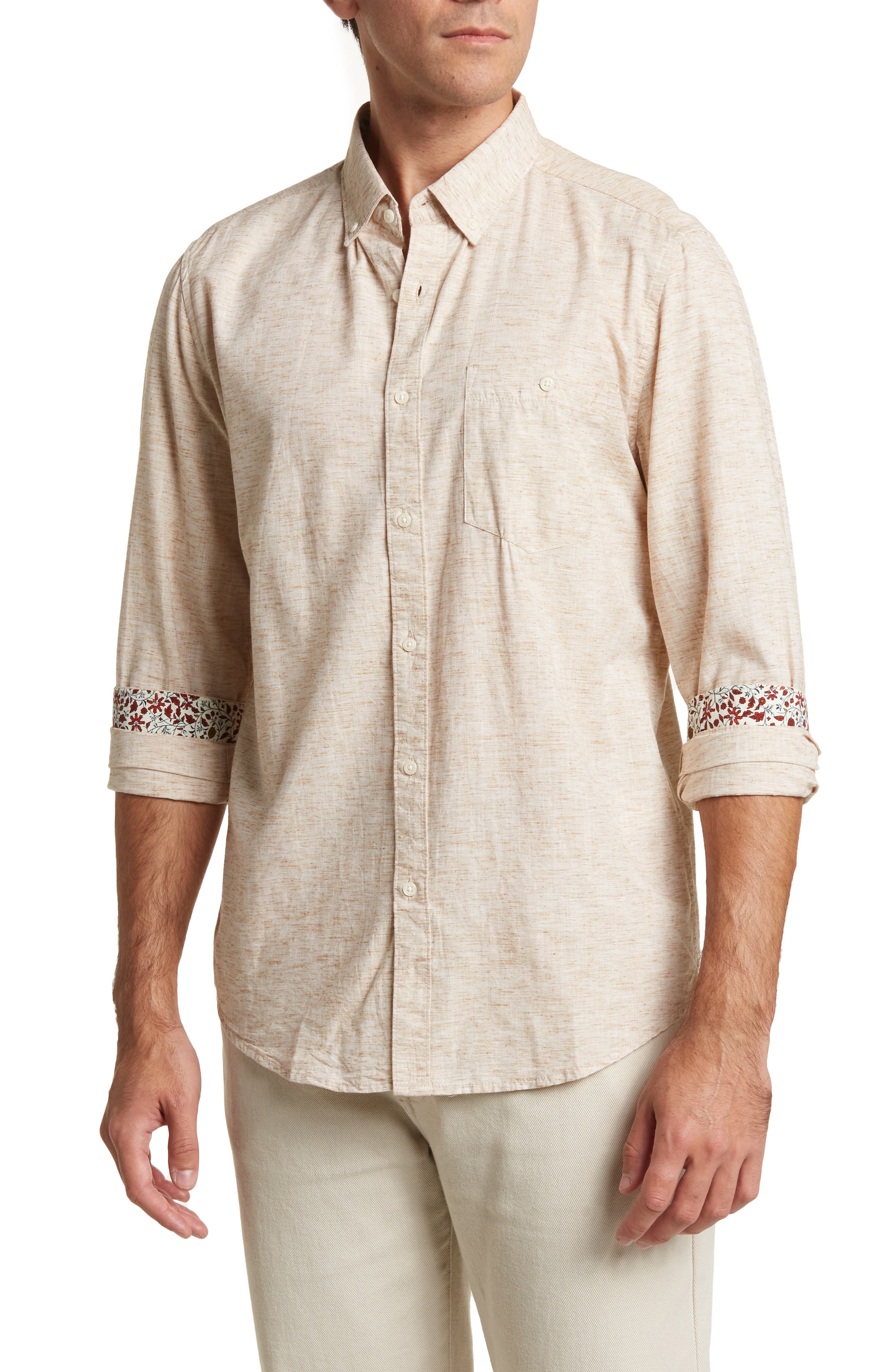 Меланжевая рубашка с пуговицами спереди DENIM AND FLOWER