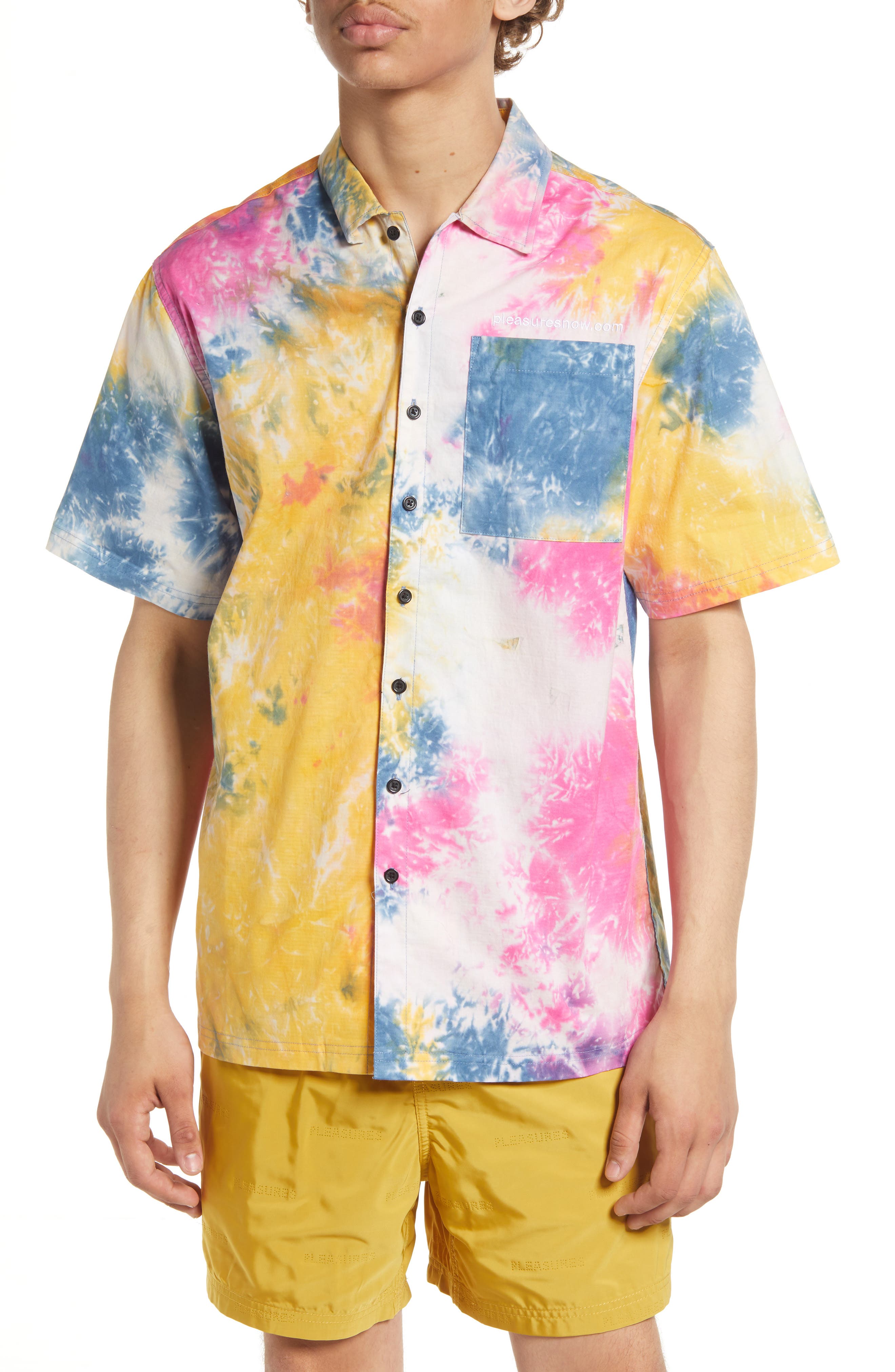 Рубашка Dizzy на пуговицах из эластичного хлопка с короткими рукавами PLEASURES