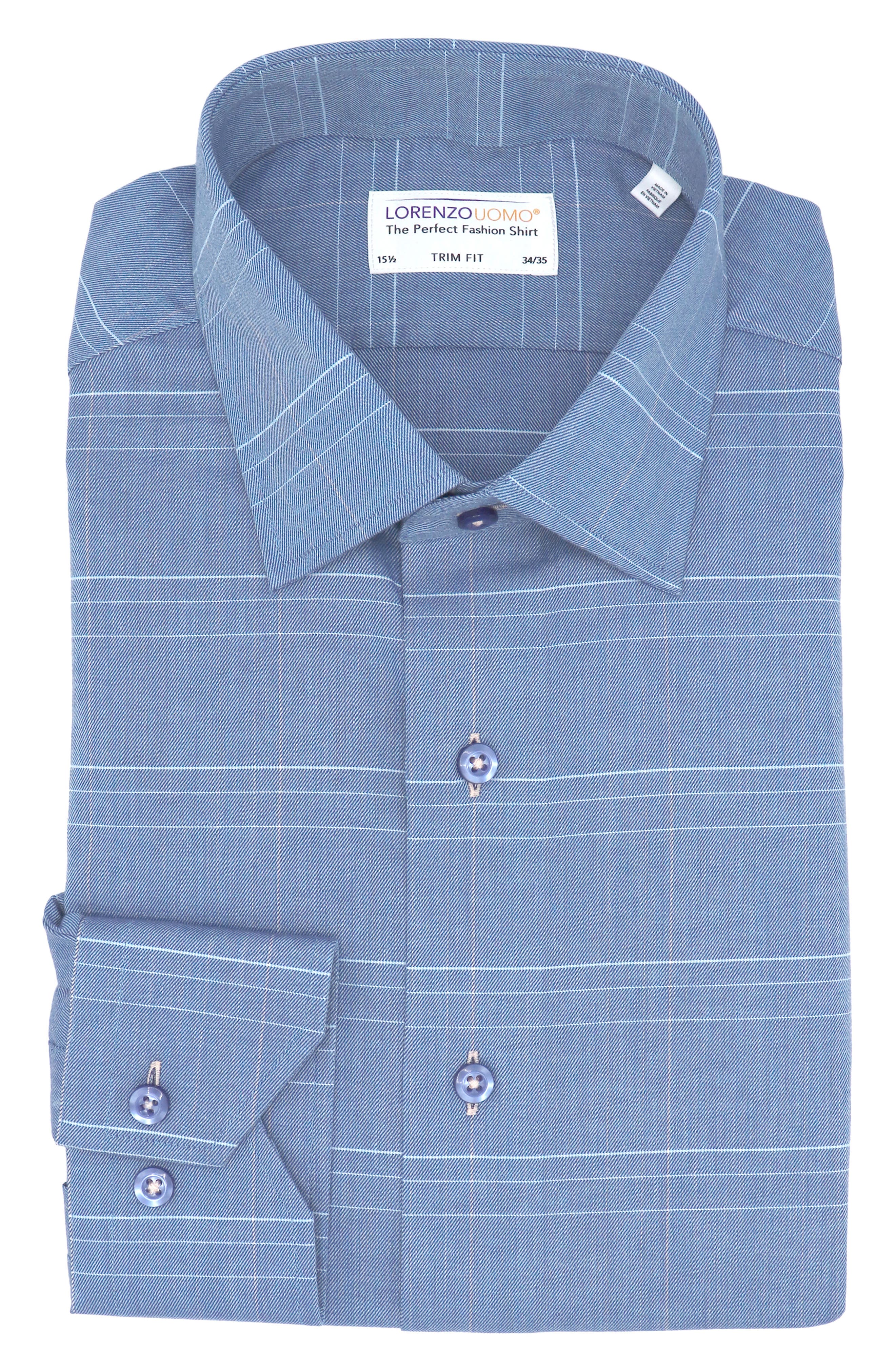 Trim Fit Plaid Button-Up Dress Shirt Lorenzo Uomo