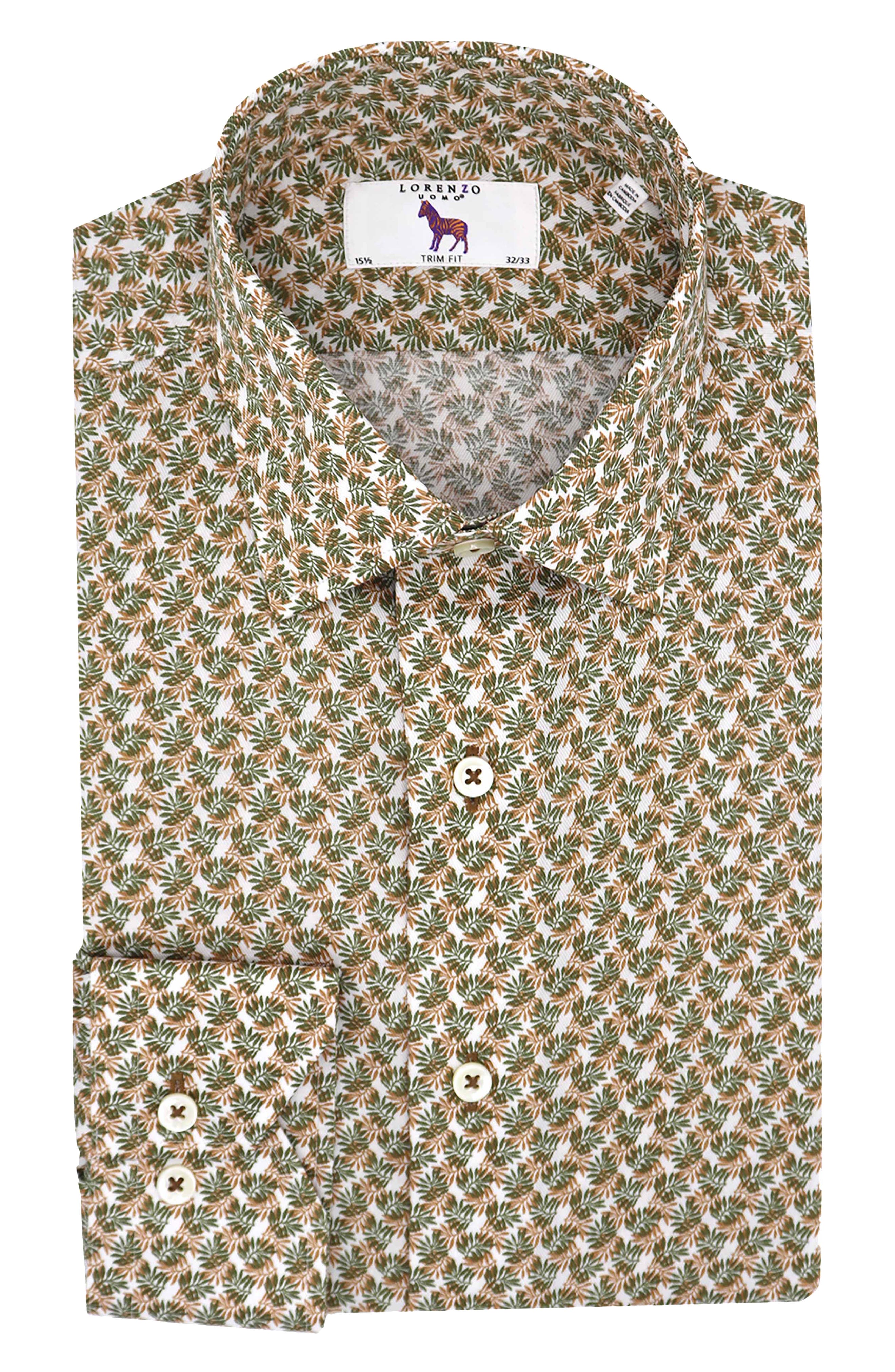 Мужская классическая рубашка Trim Fit с тропическим принтом Lorenzo Uomo
