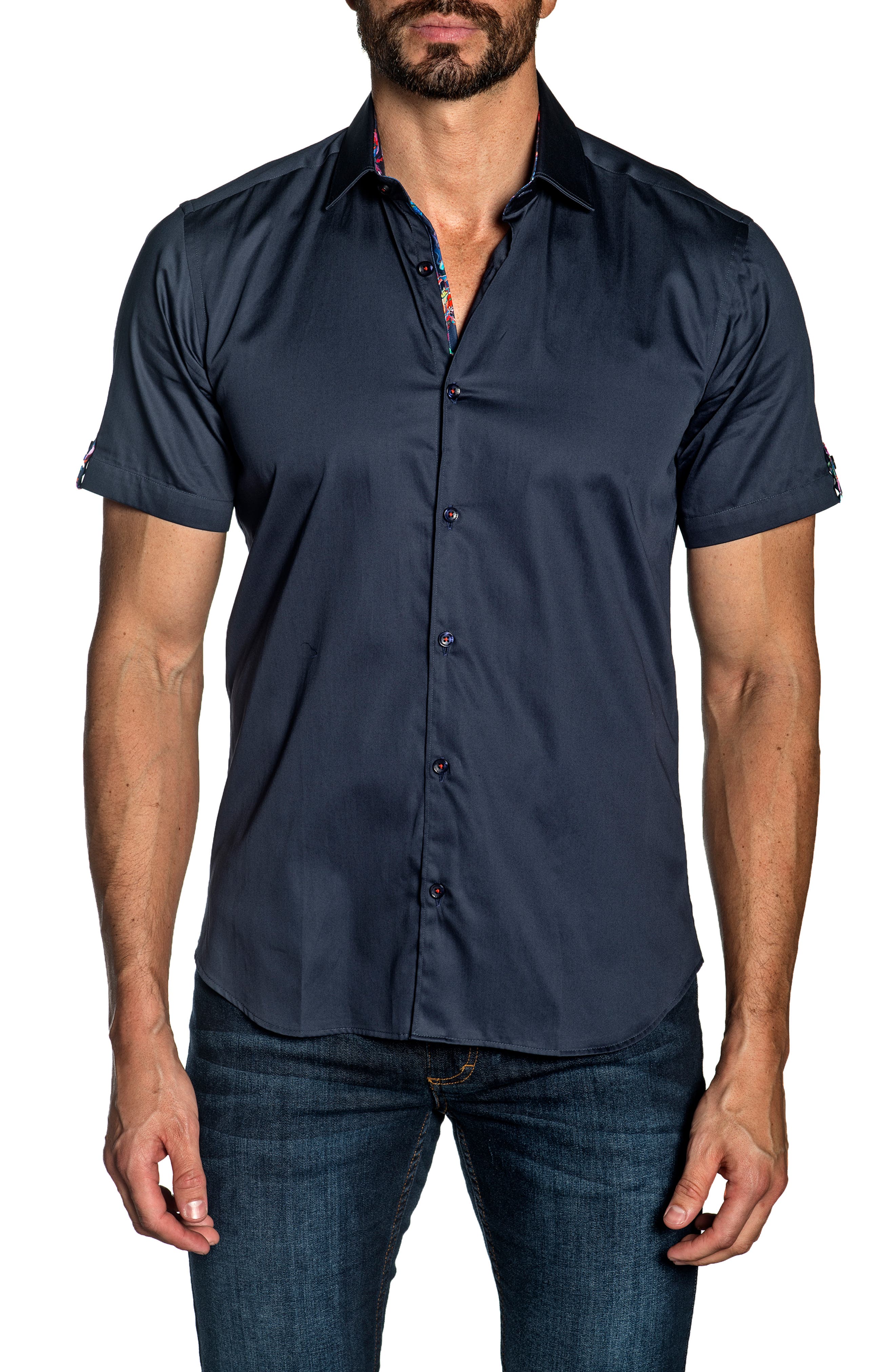 Trim Fit Short Sleeve Button-Up Shirt Jared Lang