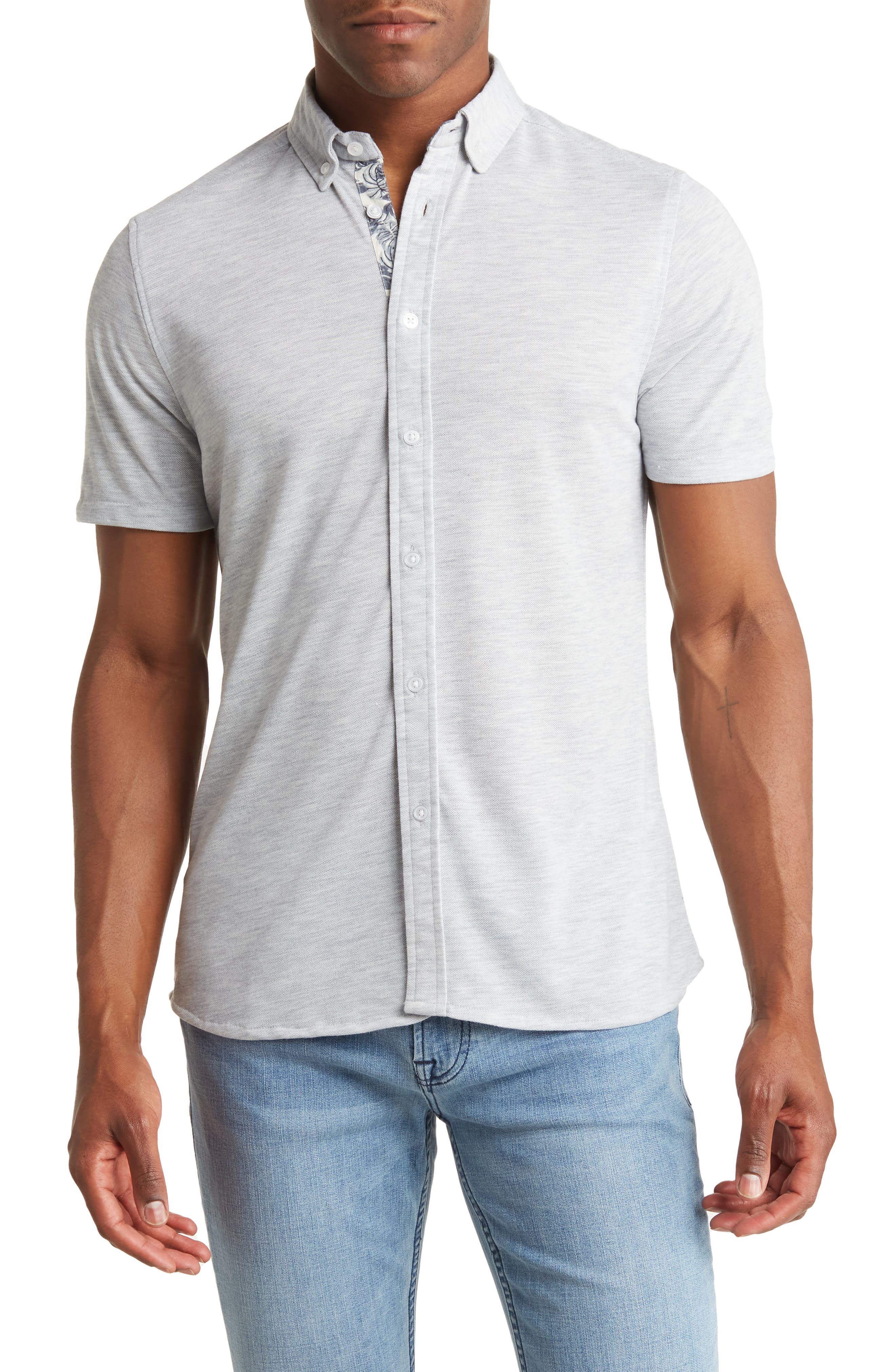 Рубашка с коротким рукавом на пуговицах из меланж-пике Report Collection