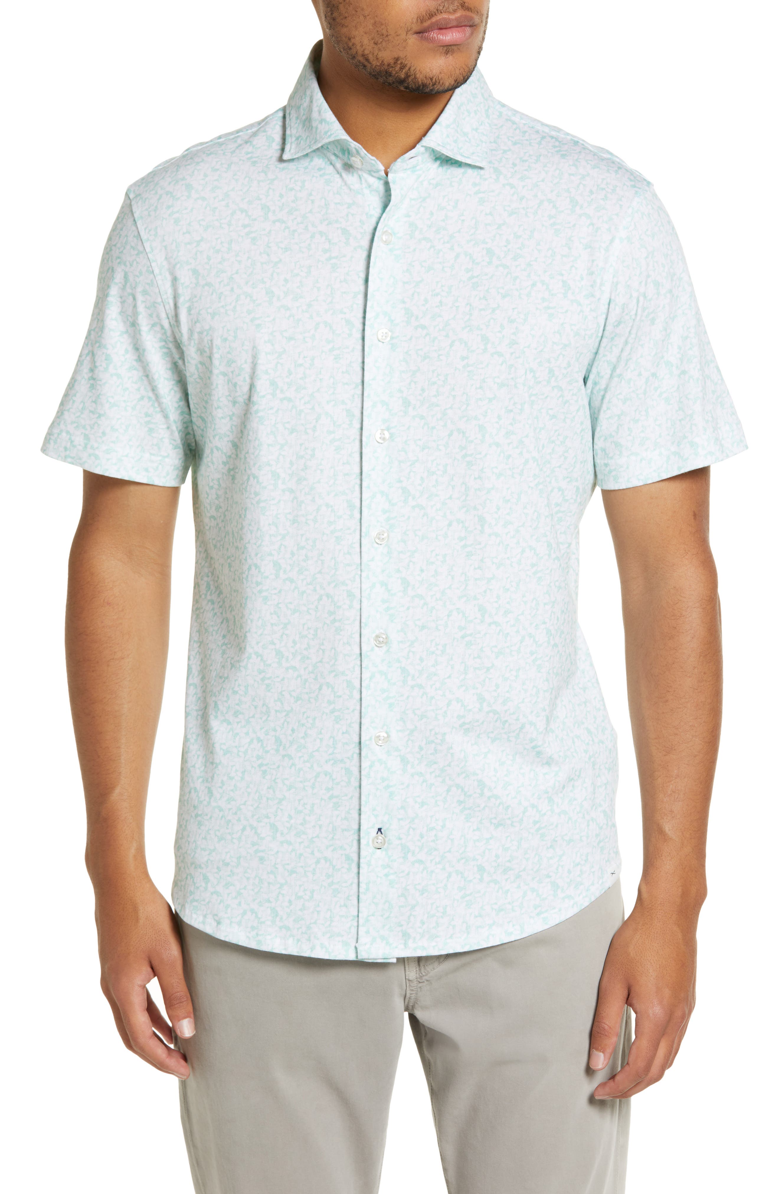 Men's Hardy Print Cotton Short Sleeve Button-Up Shirt Brax