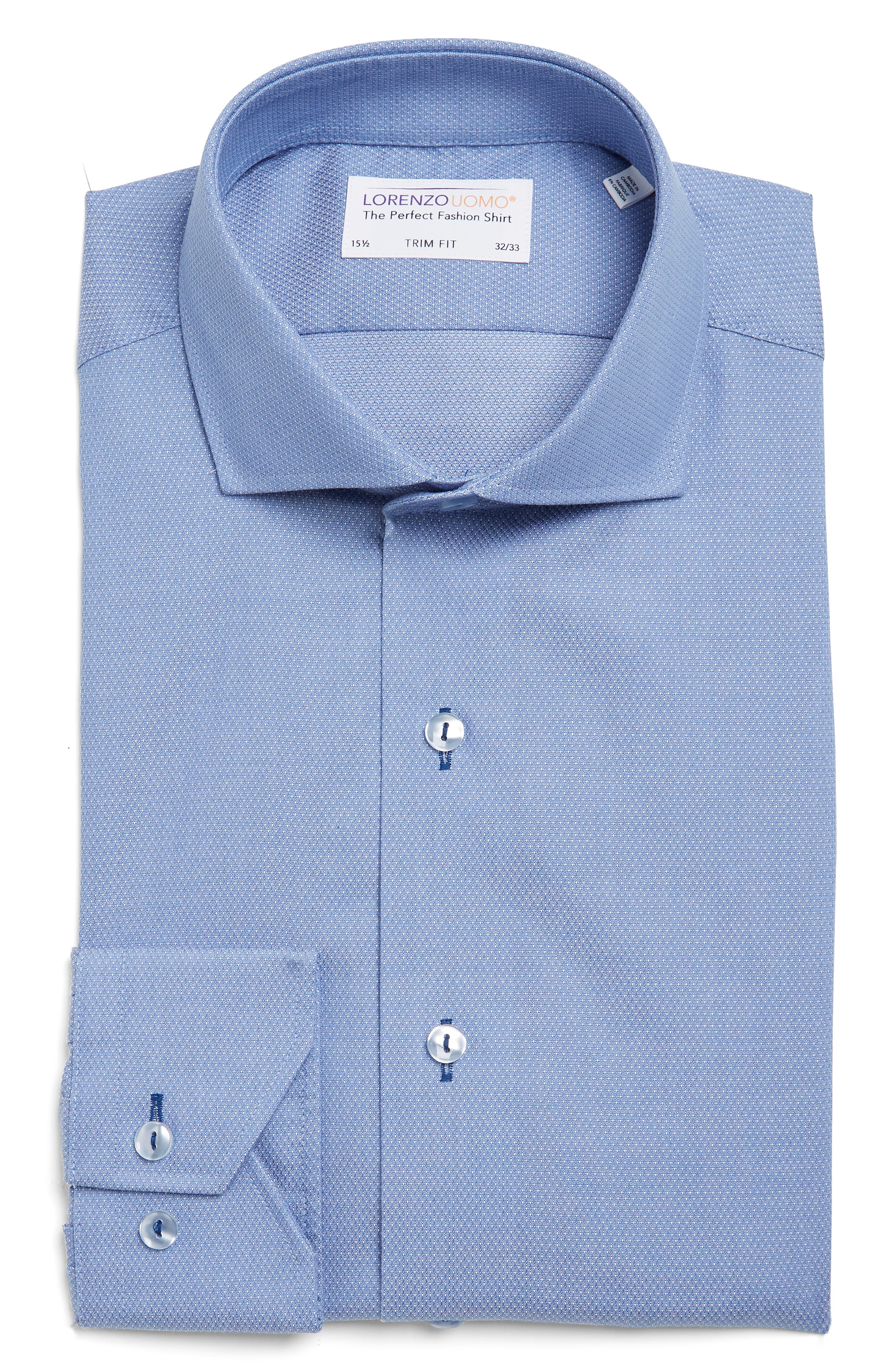 Текстурированная классическая рубашка в горошек с отделкой Trim Fit Lorenzo Uomo
