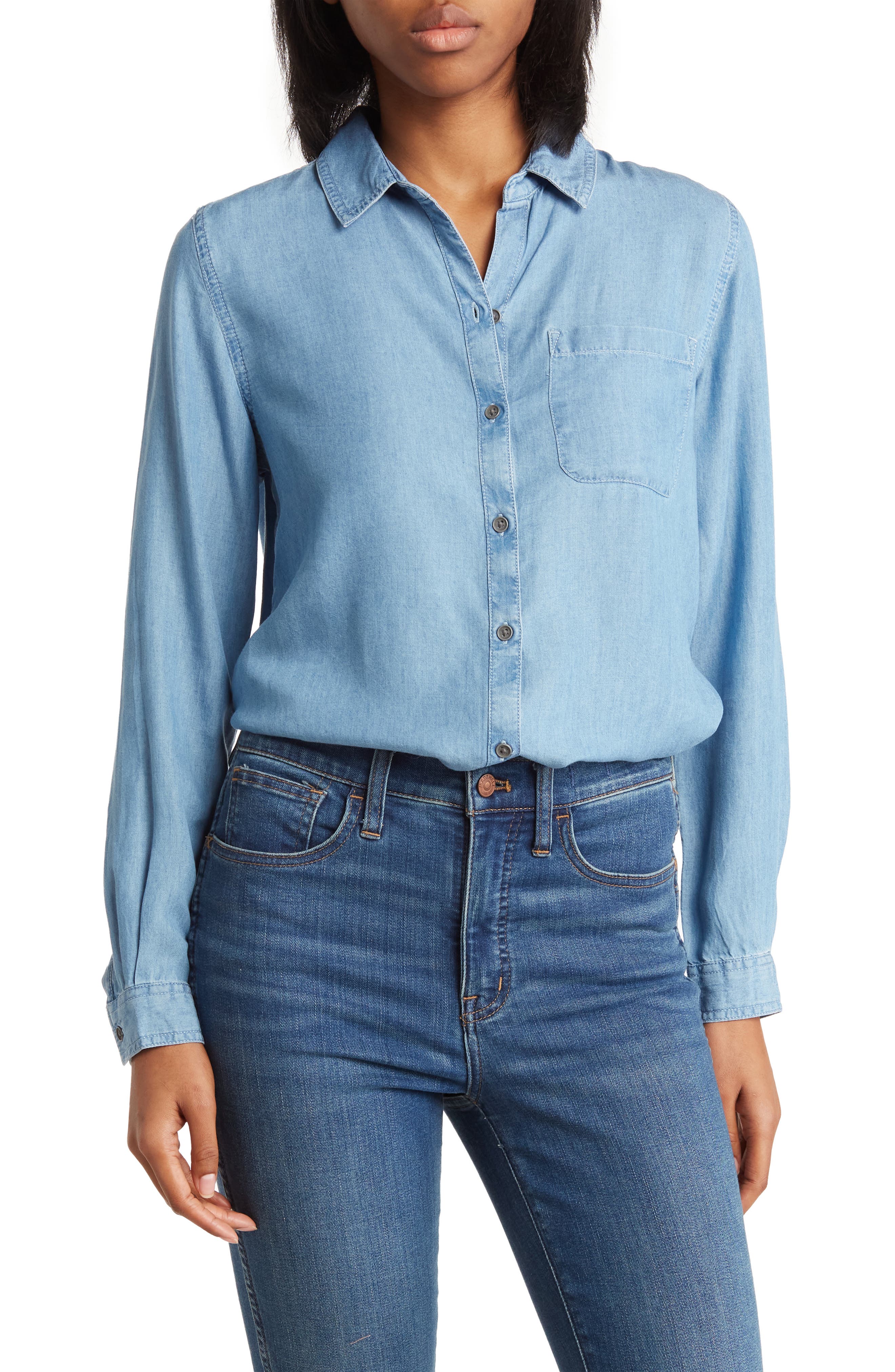 Arielle Denim Button-Up Shirt BeachLunchLounge