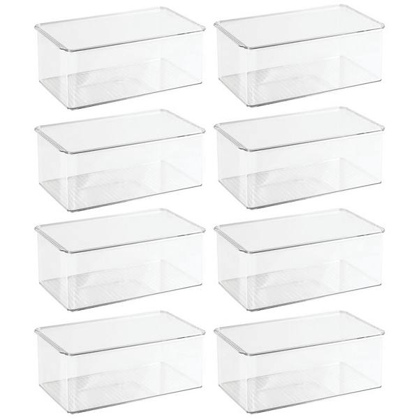 Хранение вещей в детской mDesign Plastic Playroom/Gaming Storage Organizer Box, Hinge Lid, 8 Pack MDesign