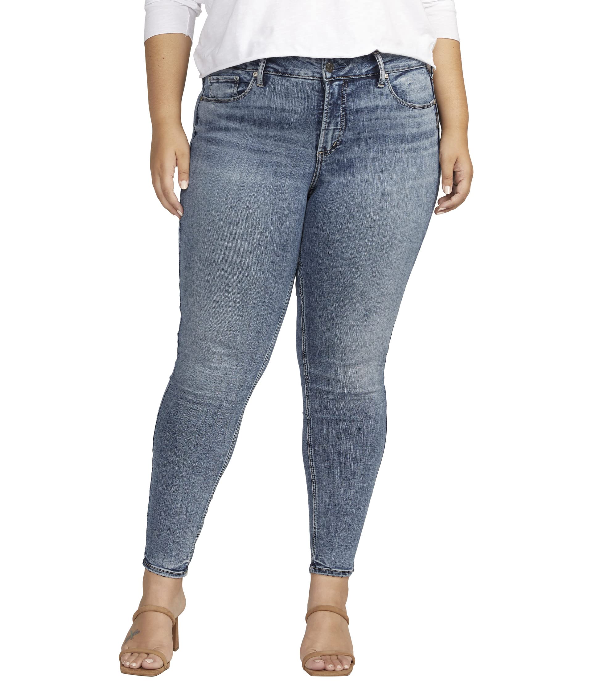 Plus Size Suki Mid-Rise Skinny Jeans W93136COO312 Silver Jeans Co.